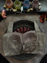 Steel Grey Tissue Sleeveless Blouse 36