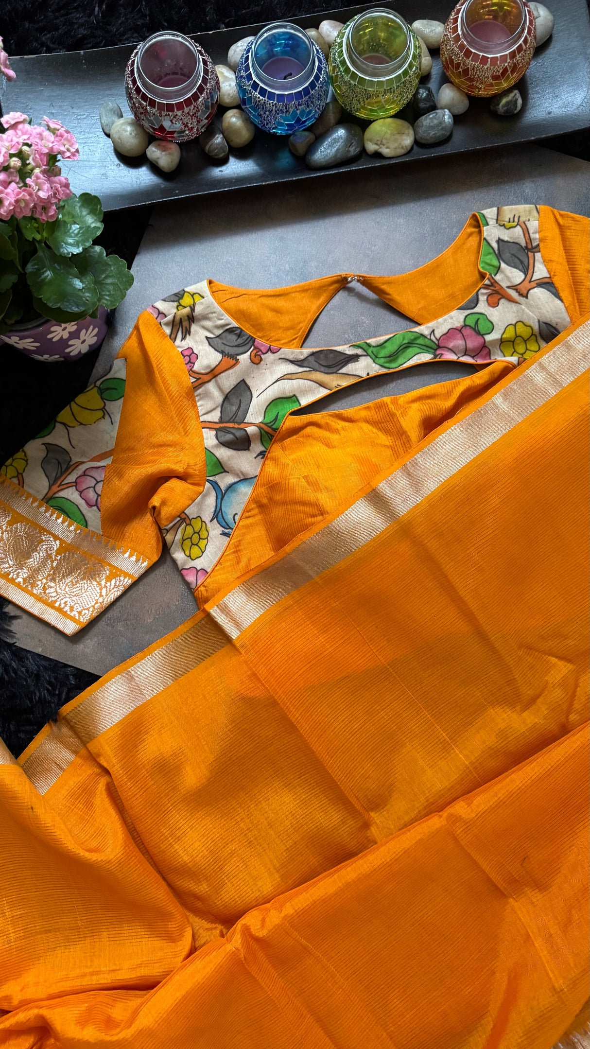 Orange Mangalgiri Pattu