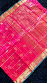 Red Pink mix Palam Pazhamum Silk Cotton Kanchipuram