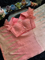 Peach Shaded Sequins Georgette