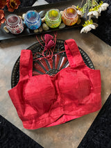 Red Tissue Sleeveless Blouse 38