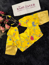 Yellow Cross Stitch Floral Embroidered Blouse 38