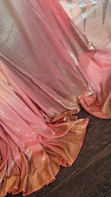 Peach Shaded Sequins Georgette