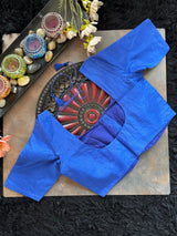 Royal Blue Vaira Ooosie Silk Leave Neck Blouse 38