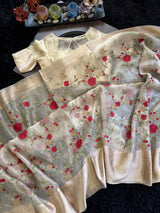 Beige Embroidered Banaras Kora