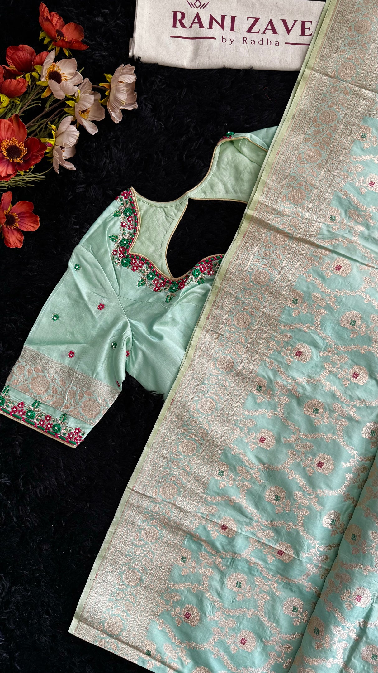 Aquamarine Pure Banaras Katan Silk