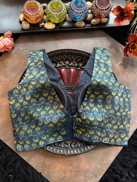 Ajrakh Modal V Neck Sleeveless Blouse 40
