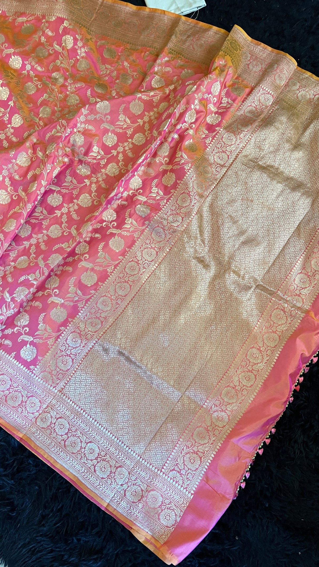 Salmon Color Banaras Katan Silk