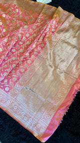 Salmon Color Banaras Katan Silk