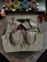 Steel Grey Closed Shoulder Sleeveless Blouse 36