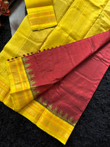 Maroon Yellow Ilkal Pure Silk