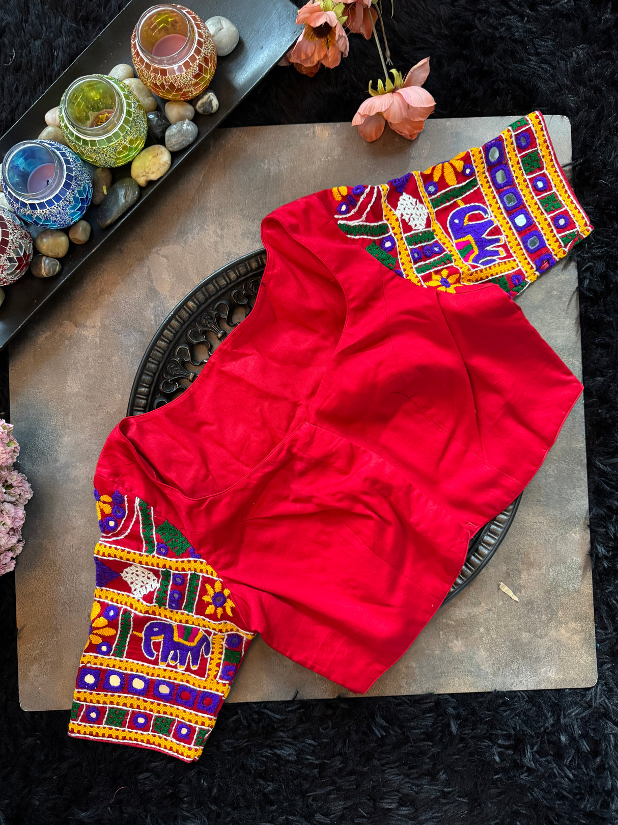 Red Hand Embroidered Blouse 38