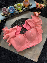 Peach Shaded Sequins Georgette