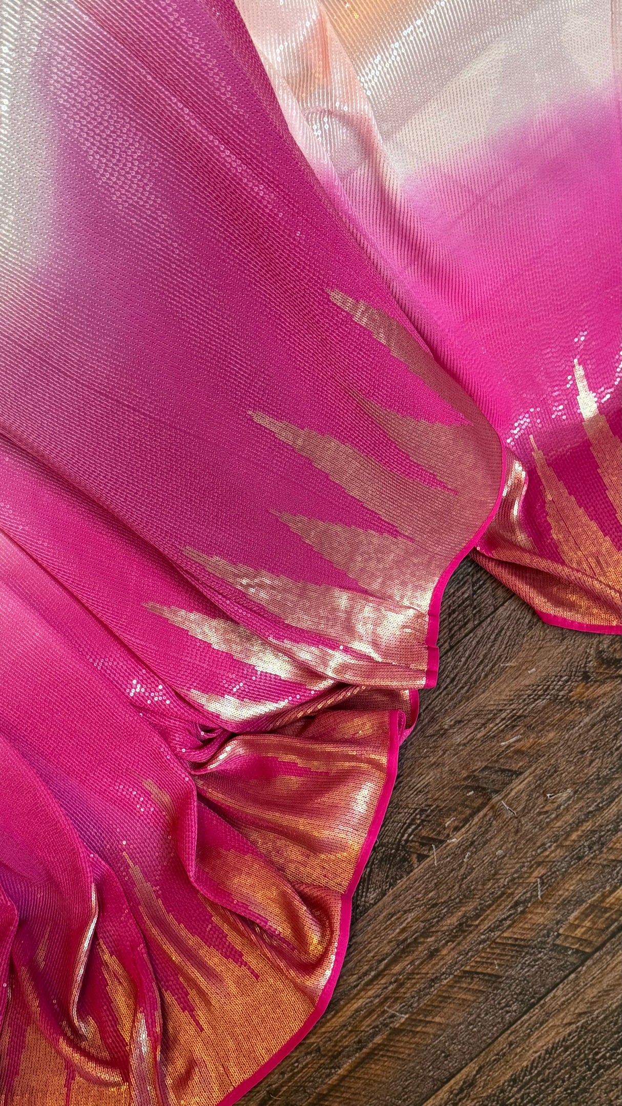 Pink Shaded Sequins Georgette