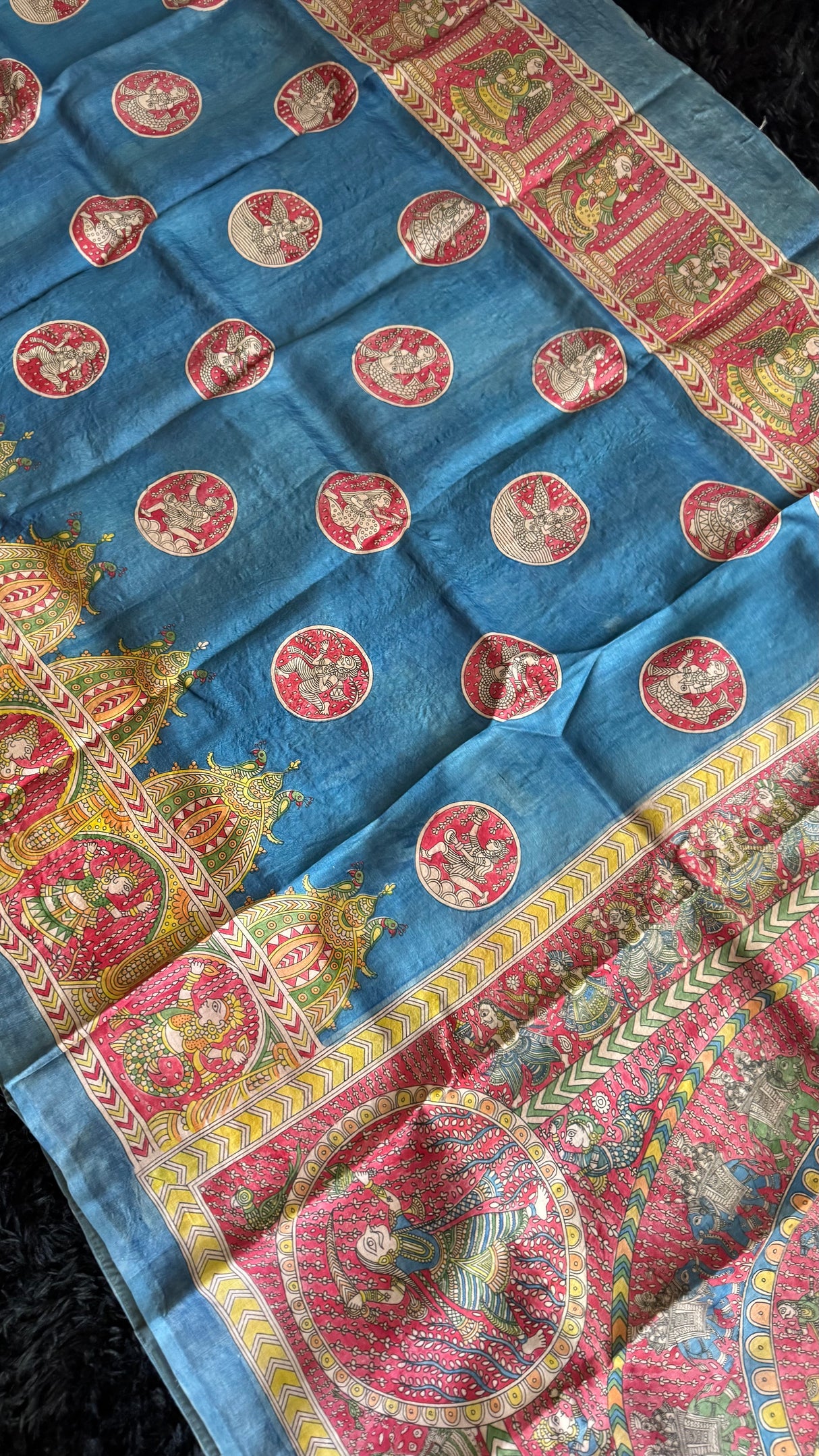 Mata Ni Pachedi - Blue - Tussar Silk