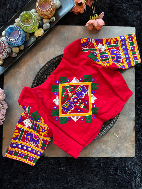 Red Hand Embroidered Blouse 38