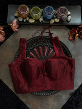 Maroon Tissue Sleeveless Blouse 36