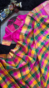 Multi color paalum Pazhamum korvai Kanchipuram pure silk