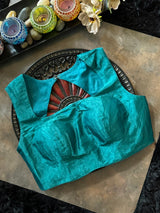 Teal Tissue Closed Shoulder Sleeveless Blouse 38