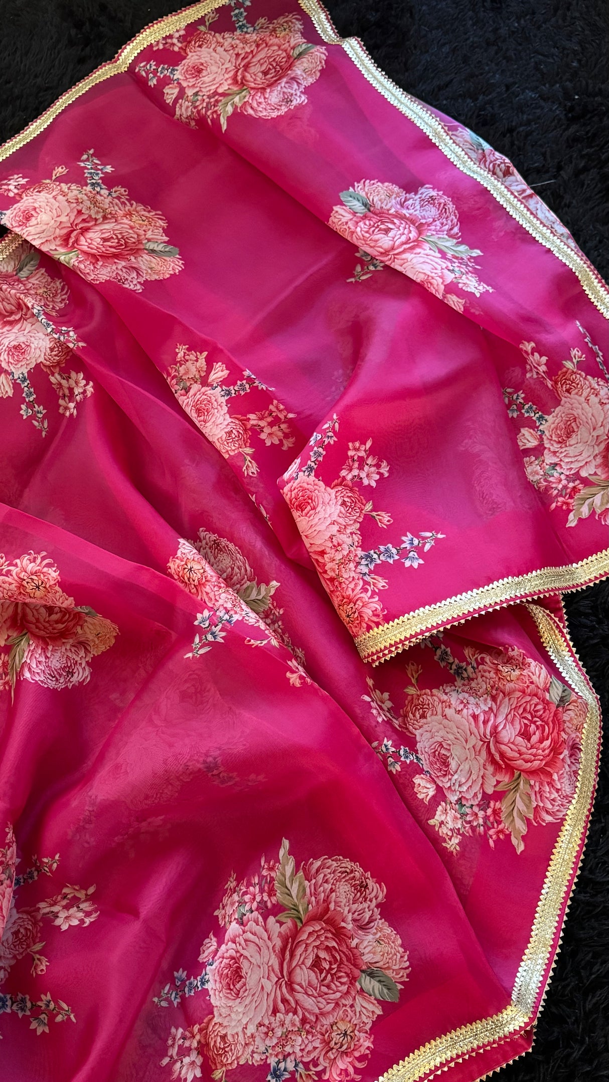 Rani Pink Floral Organza