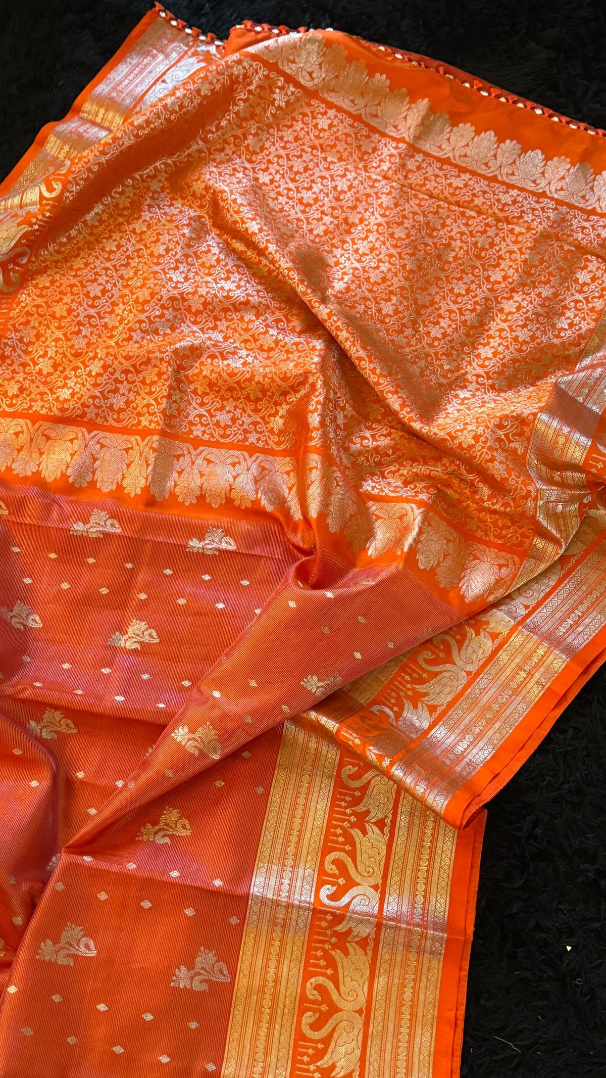 Orange Venkatagiri Pure SIlk Handloom