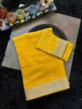 Yellow Georgette With Sabyasachi Borders