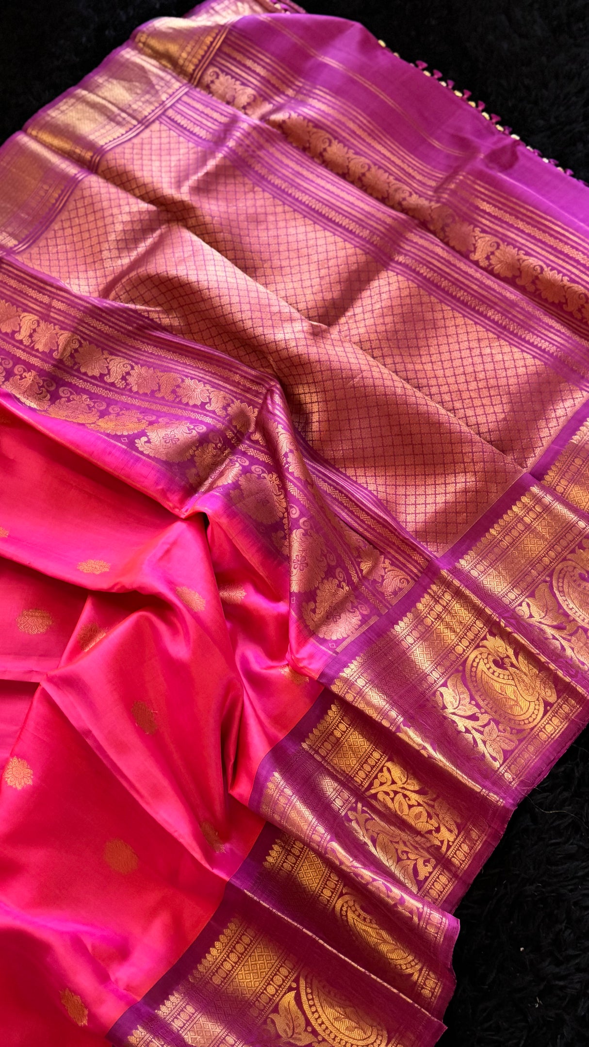 Pink Magenta Gadwal Handloom Pure Silk