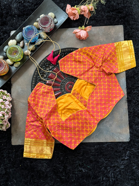 Rust Thread Brocade With Narali Style Gold Zari Border 38