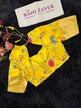 Yellow Cross Stitch Floral Embroidered Blouse 38