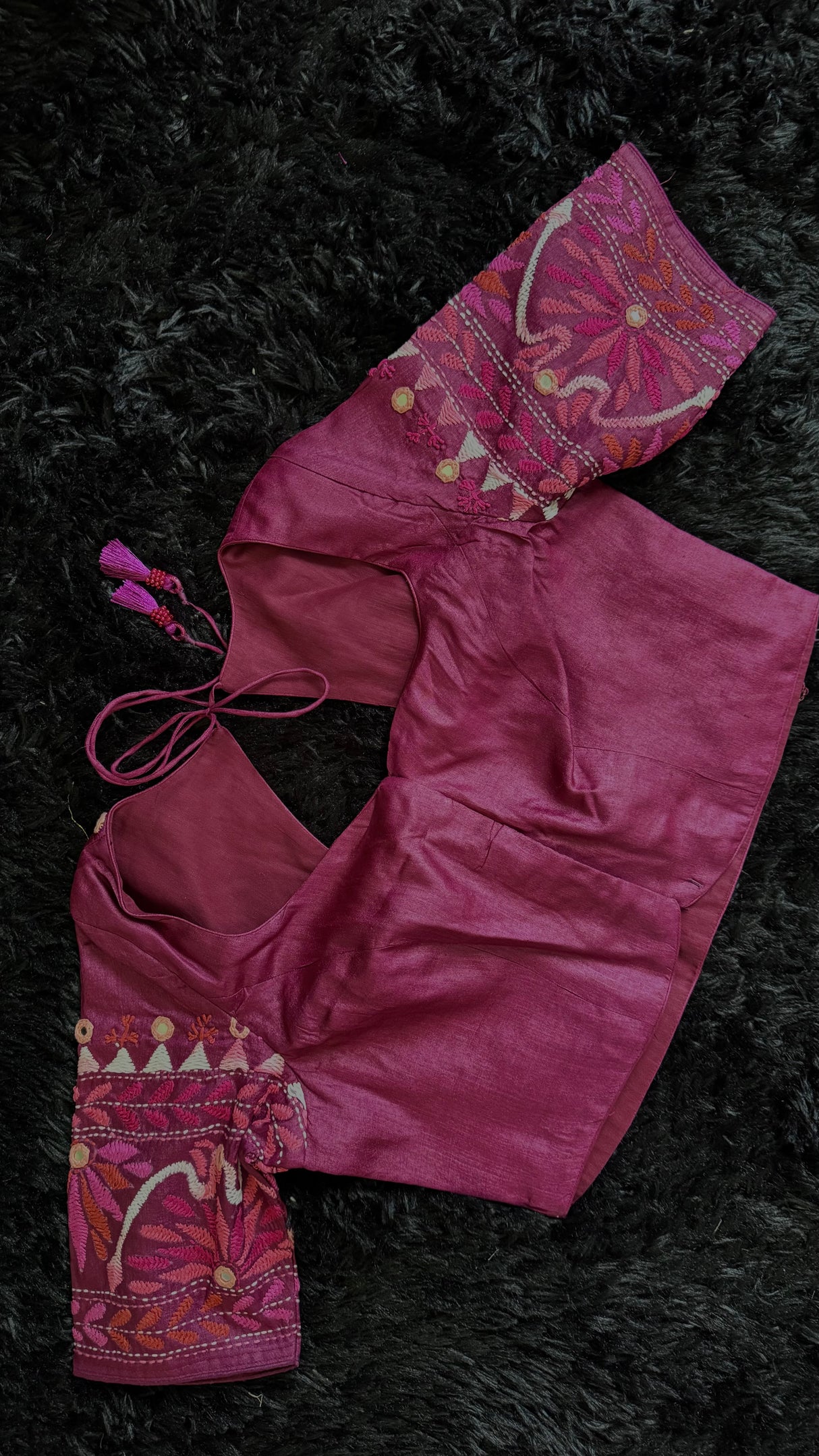 Magenta Kathiawadi Hand Embroidered