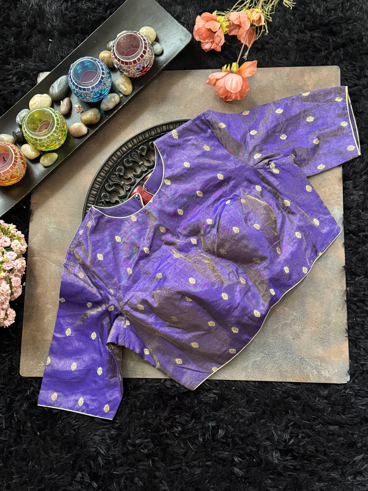 Purple tissue Zero Neck Blouse