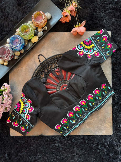 Black Hand Embroidered Blouse 38