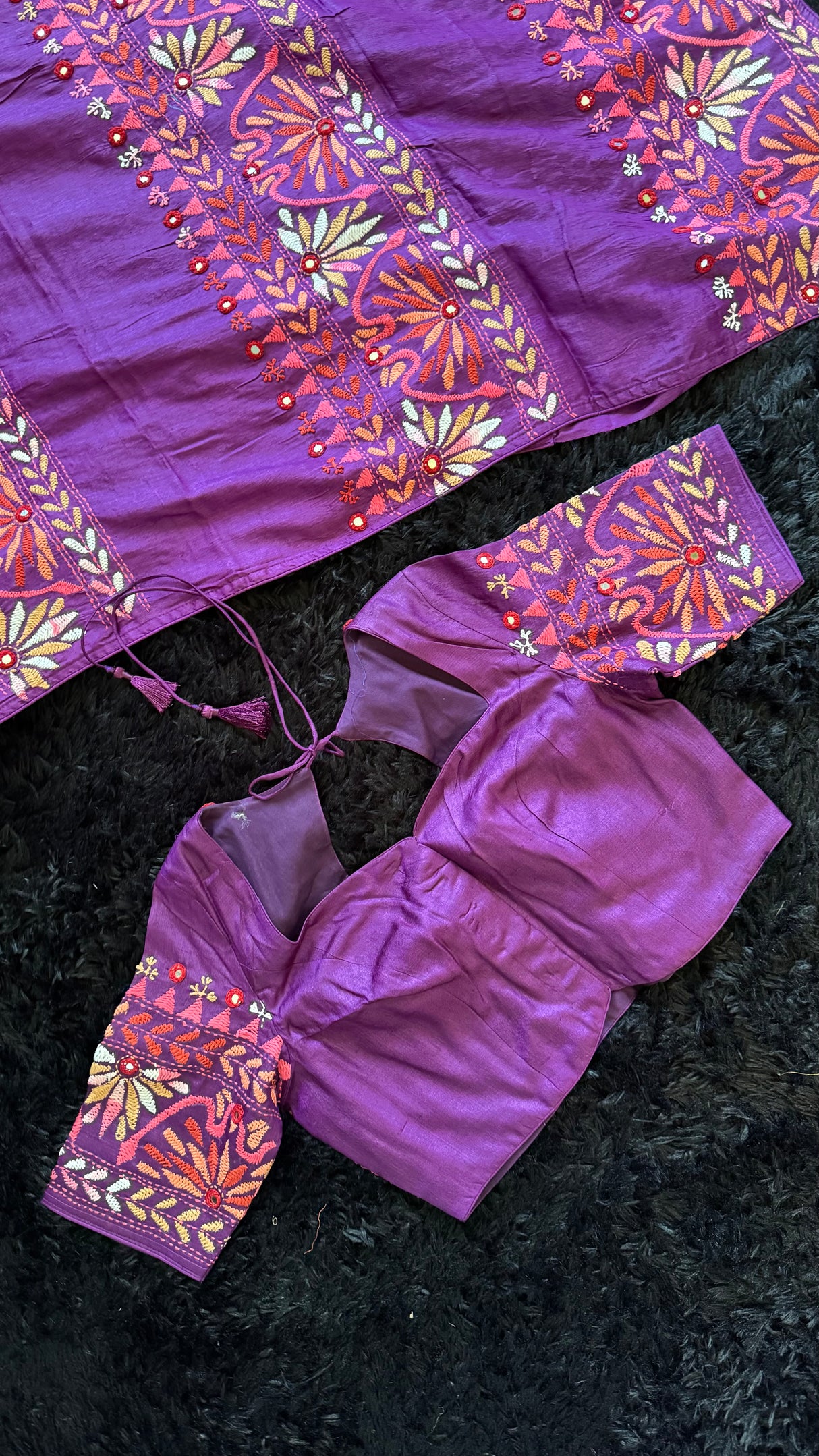 Purple Kathiawadi Hand Embroidered