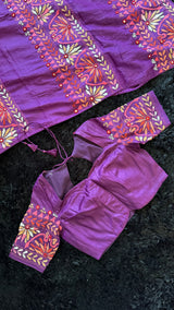 Purple Kathiawadi Hand Embroidered