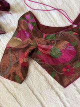 Bronze Floral Embroidered Tissue Blouse 36