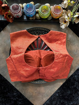 Rust Tissue Closed Shoulder Sleeveless Blouse 38
