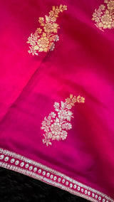 Pink Munga Silk With Heavy Embroidered Blouse