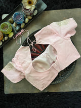 Baby Pink Georgette With Organza Border