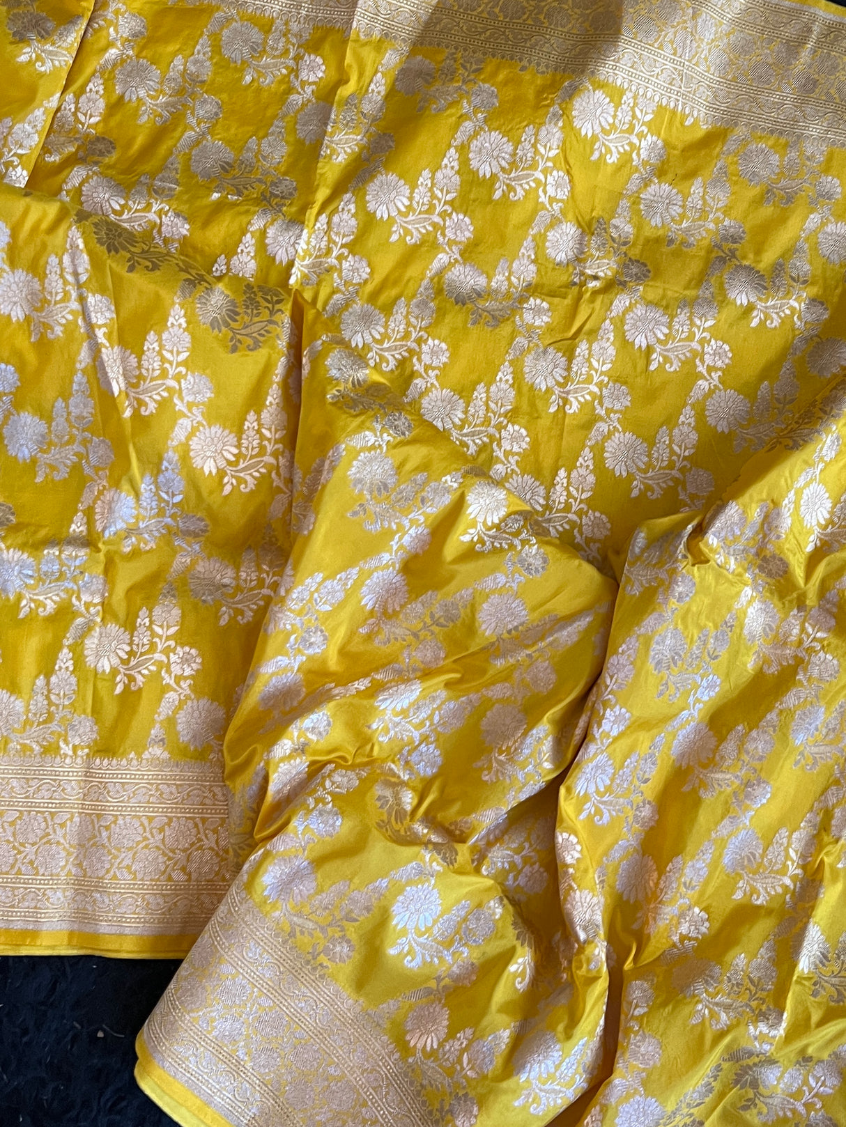 Yellow Banaras Katan Silk