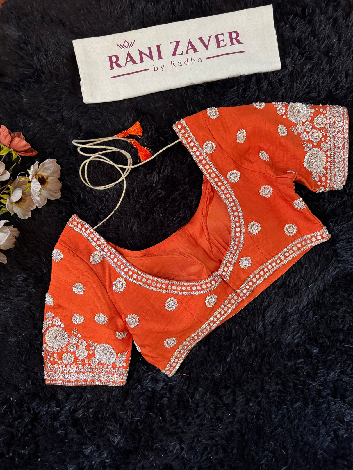 Rust Munga Silk With Heavy Embroidered Blouse