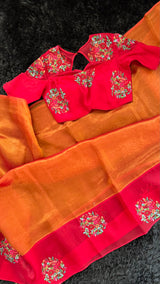 Metallic Tissue with Rust Organza