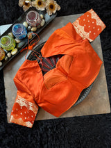 Lavender Orange Banaras Raw Mango Silk