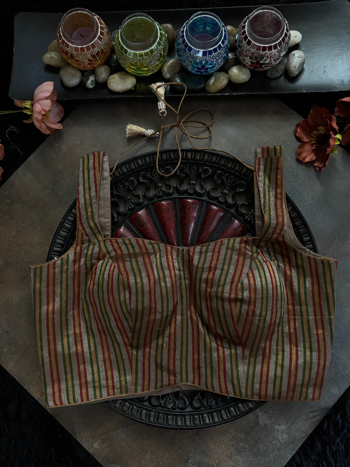 Stripes Tissue Sleeveless Blouse 36