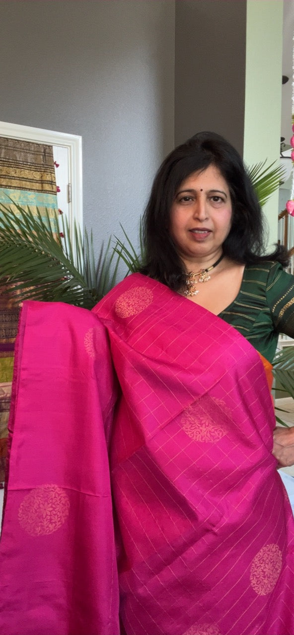 Pink Aquamarine Kanchi Soft SIlk borderless