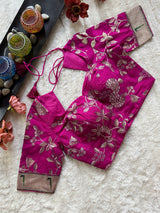 Pink embroidered Silk Blouse 36