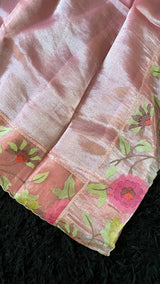 Onion Pink Floral Border Organza