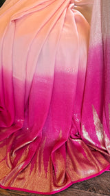 Pink Shaded Sequins Georgette