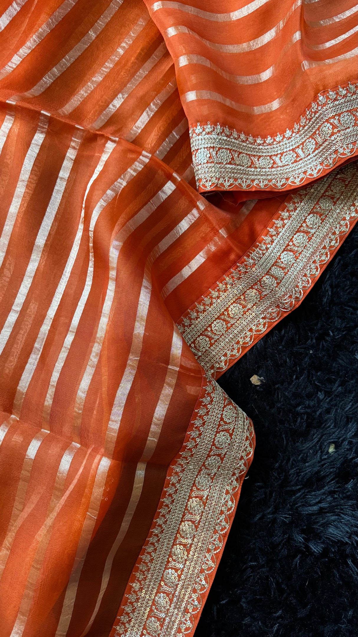 Rust Orange Pure Organza
