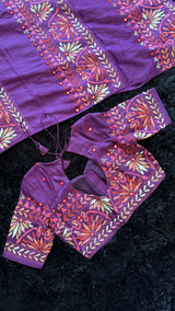 Purple Kathiawadi Hand Embroidered