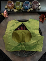 Parrot Green Tissue Closed Shoulder Sleeveless Blouse 36